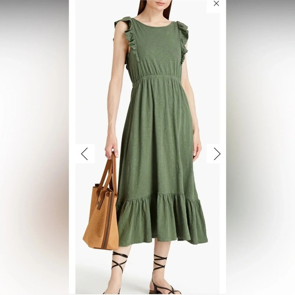 BA&SH // Open-back ruffle-trimmed slub cotton-jersey midi dress - Picture 2 of 9